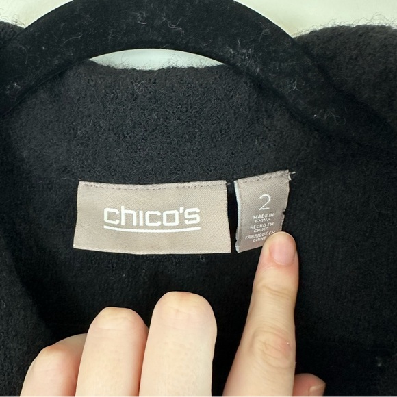 Chico's Black 100% Wool Women's Button Front Peacoat Coat Size Large (Chico's 2) - Picture 4 of 6